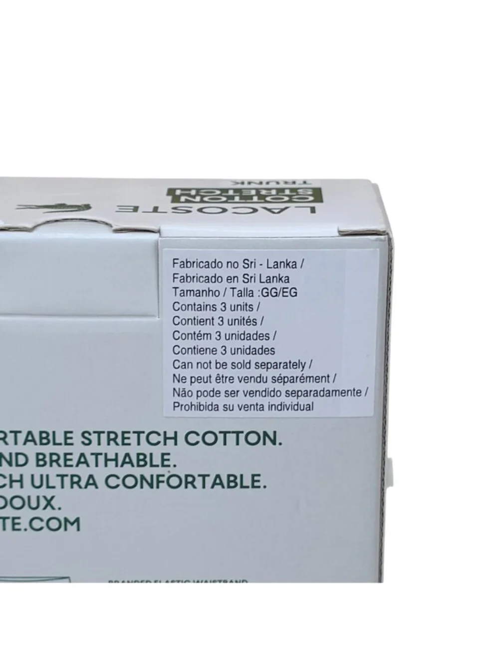 Lacoste Mens Cotton Stretch Trunk 3-Pack XL Comfortable Breathable Boxer Briefs